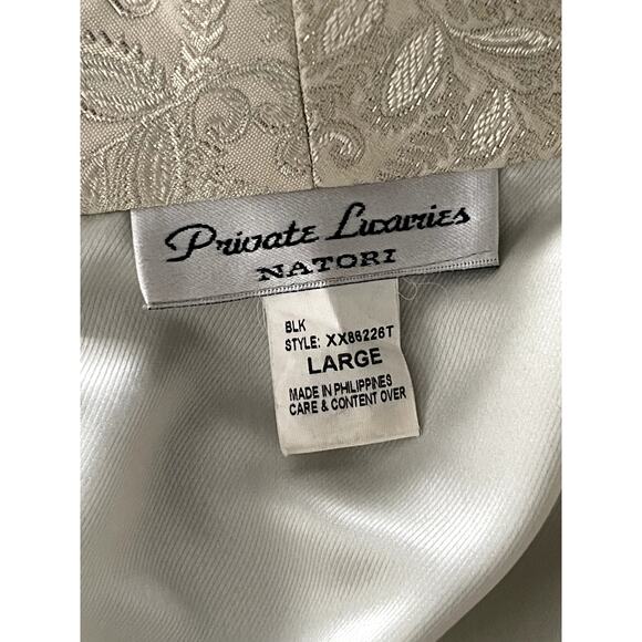 Natori Private Luxuries Sz L Velvet Robe Black Silk Maxi Luxury Elegant Glam - Picture 15 of 16